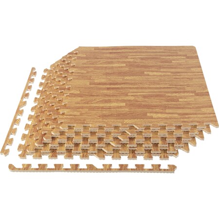 Stalwart Foam Floor Mat 6PK - 24 SQFT, Light Wood, 6PK 75-6404